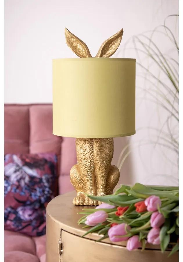 Zlatá stolná lampa králik so žltým tienidlom Rabbi – Ø20*43 cm E27/max 1*60W