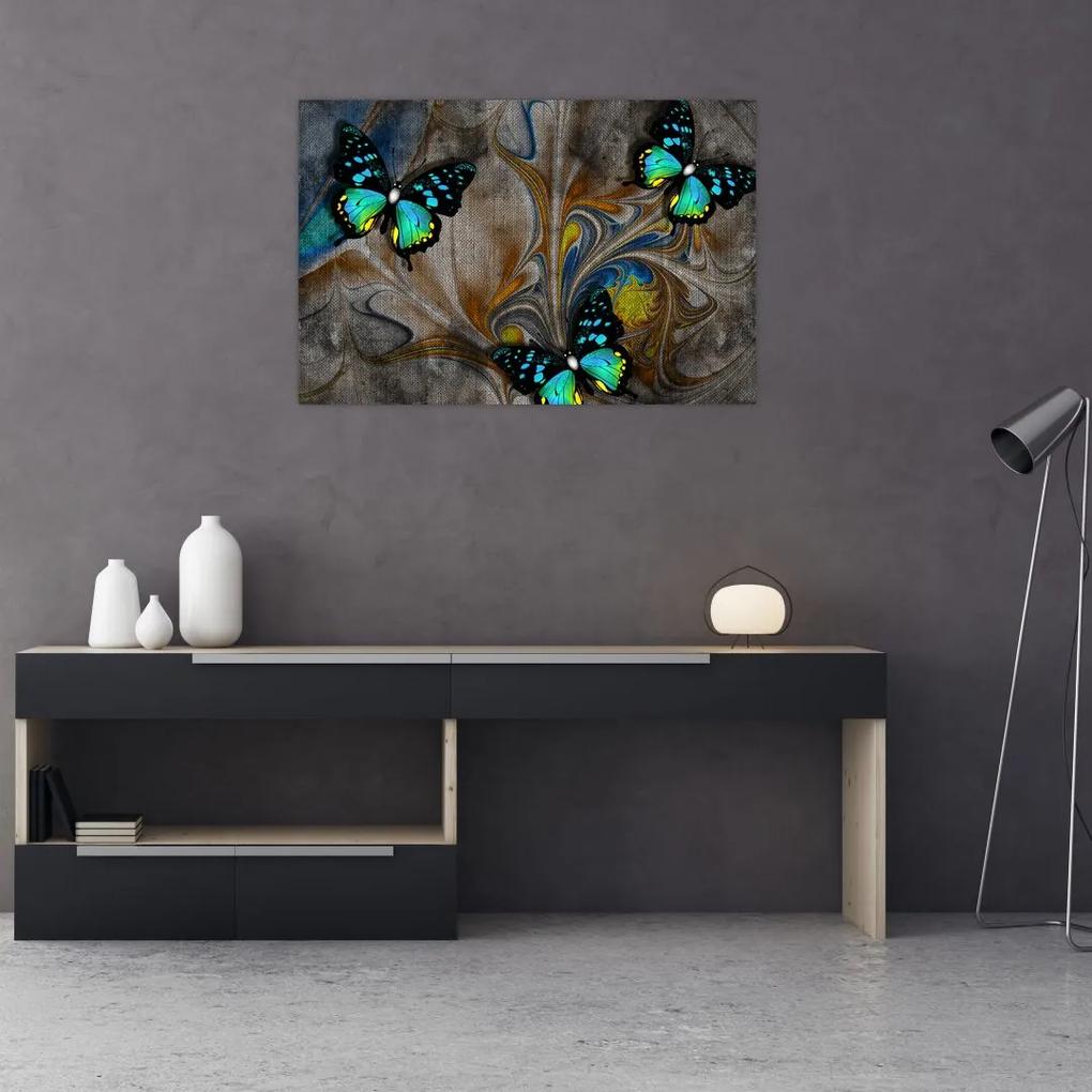 Obraz - Žiariví motýle na obraze (90x60 cm)