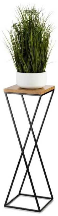 Stojan na kvety 70x24 cm čierna/hnedá