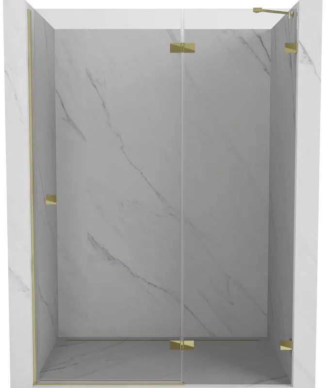 Mexen, Mexen Lunar pravé otočné sprchové dvere 130 cm, transparentné, zlaté - 834-130-000-50-00-P