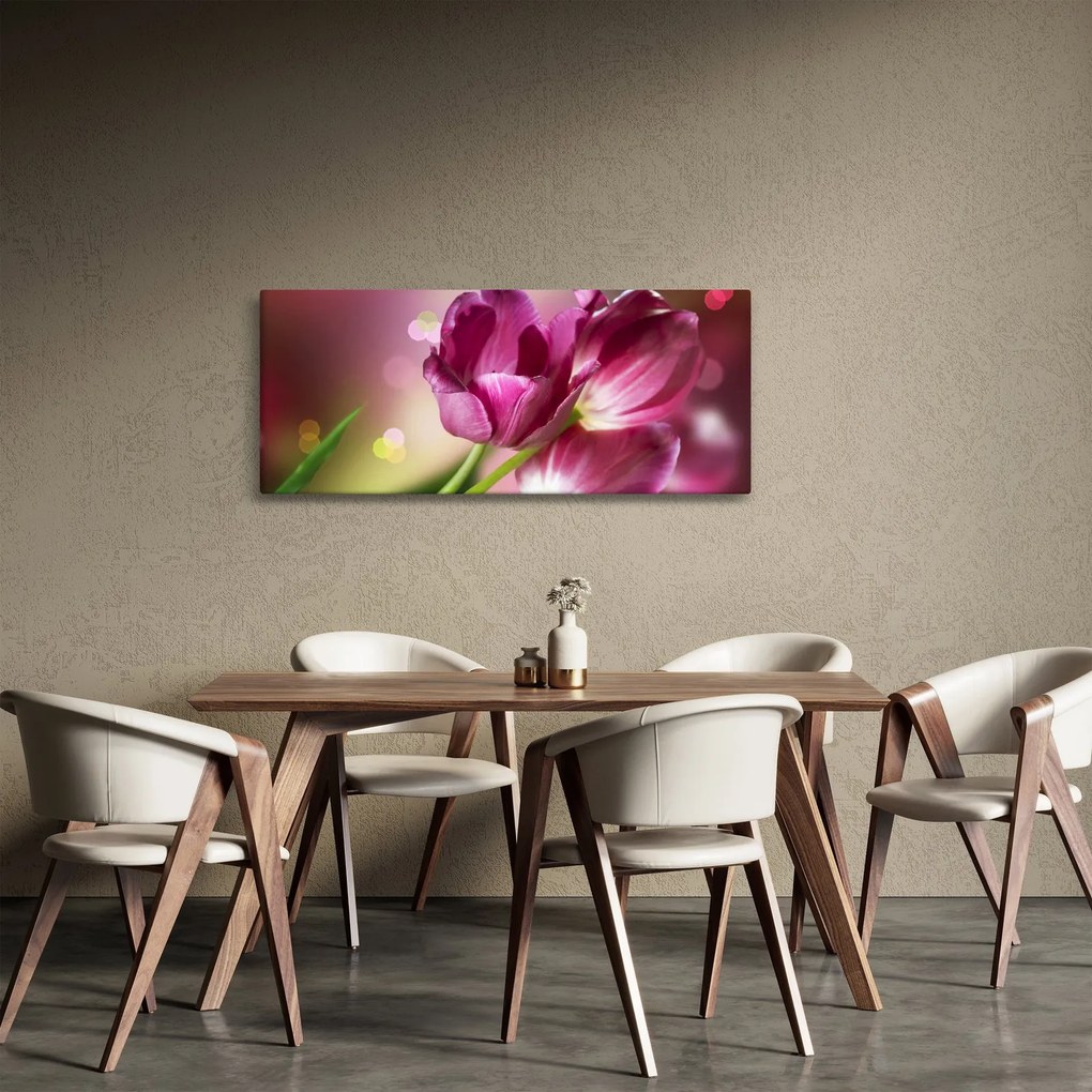 Obraz ružových tulipánov (120x50 cm)