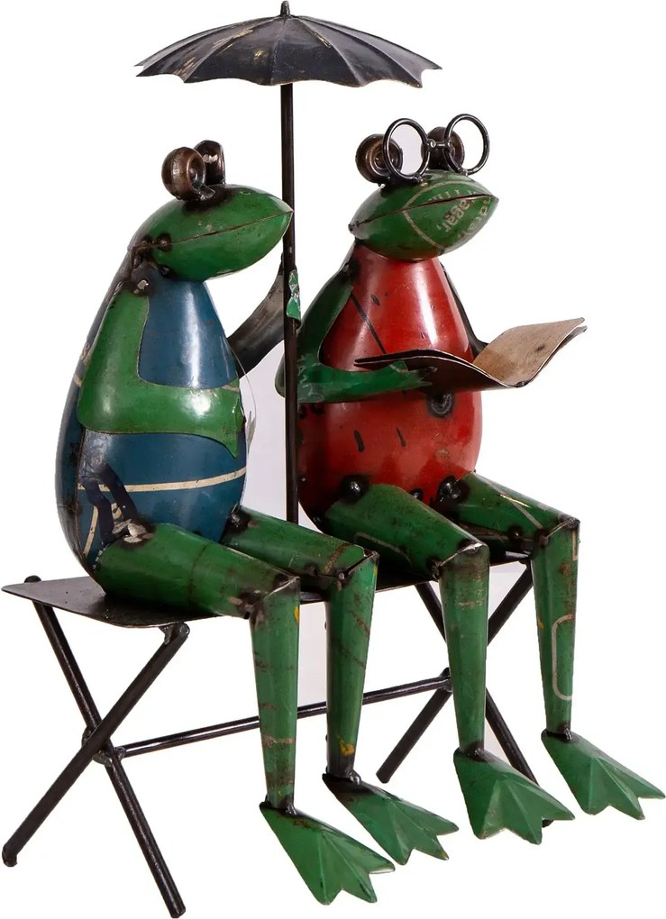 Kovový žabí párik v štýle upcycle 270x185x420