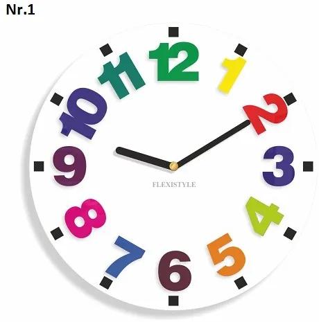 Detské nástenné hodiny s farebnými číslami