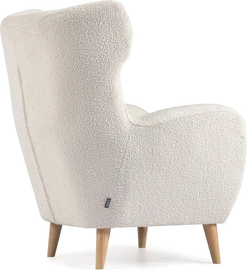 Biele kreslo z textílie buklé Patio – Kave Home