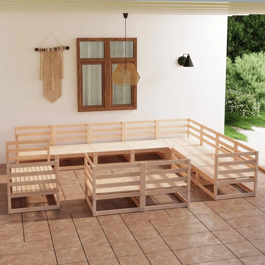 vidaXL 12-dielna záhradná sedacia súprava masívne borovicové drevo