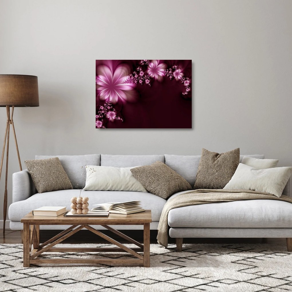 Sklenený obraz abstrakcie - kvety (70x50 cm)