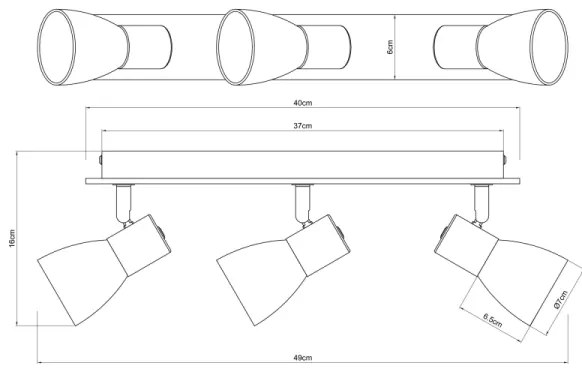 Globo 54307-3W - Bodové svietidlo CLAUDE 3xE14/40W/230V čierna/drevo