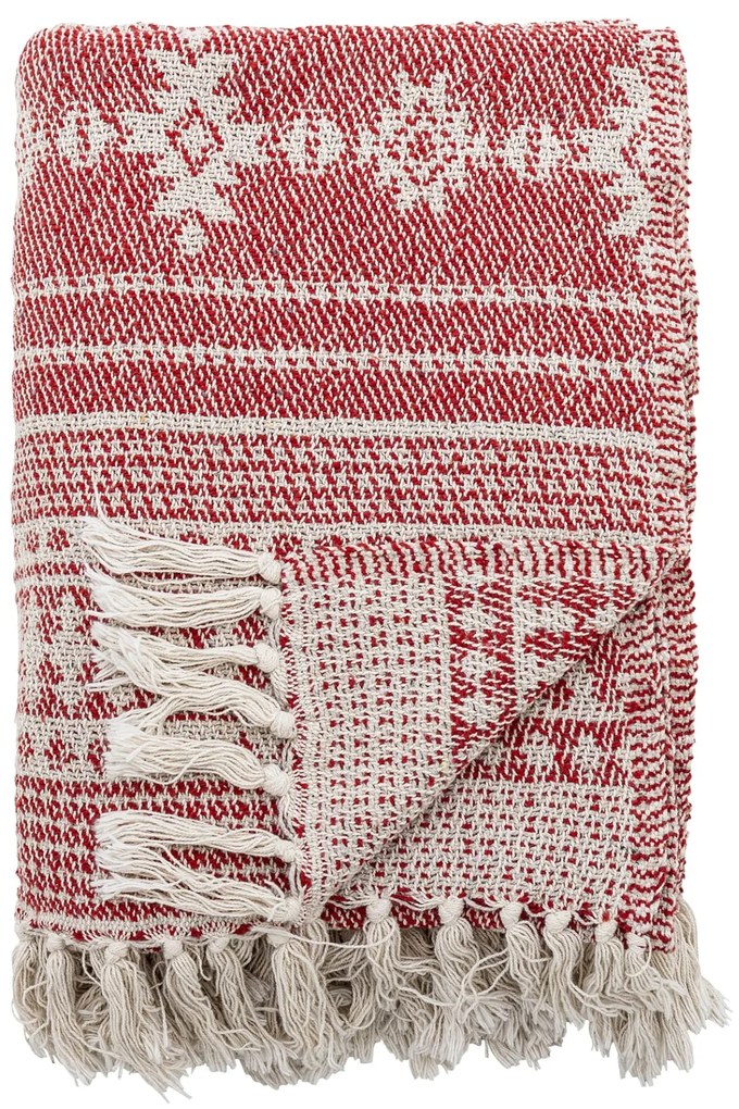 Bloomingville Prehoz z recyklovanej bavlny Oia Red 130 × 160 cm