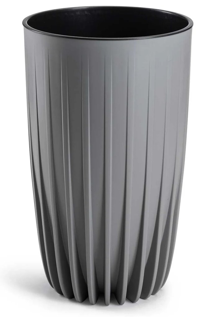 PLASTOVÝ KVETINÁČ STRIPPED 25X42 CM SIVÁ