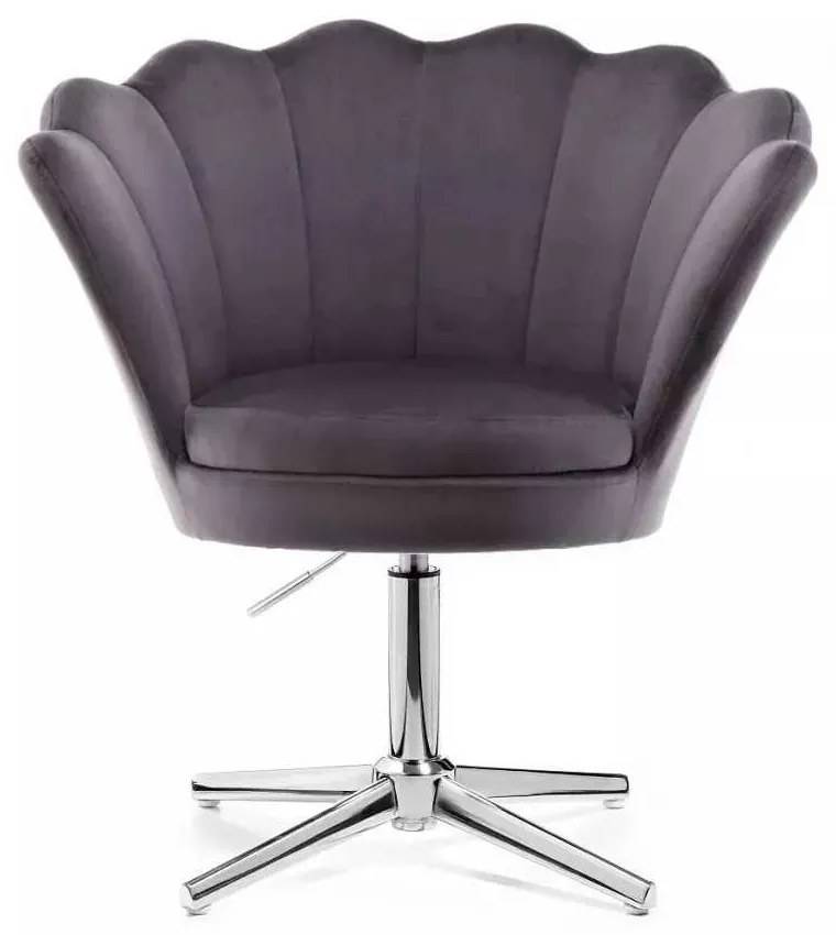 LuxuryForm DESIGN Kreslo FREY VELUR na striebornom kríži - tmavo šedé