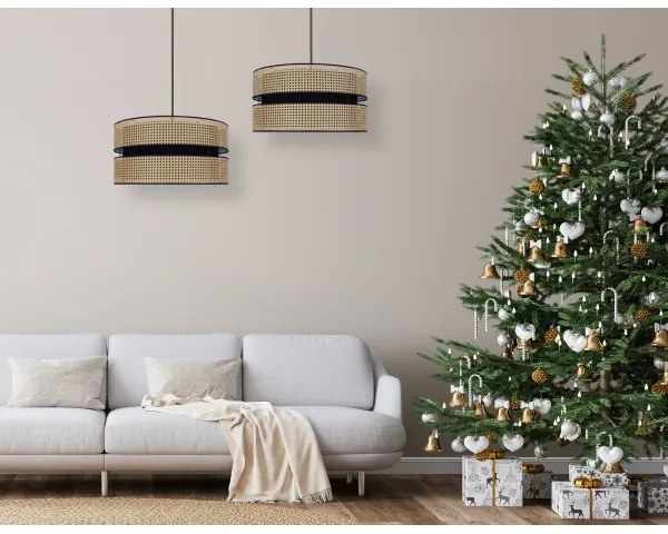 Duolla - Luster na lanku DUO 1xE27/15W/230V pr. 40 cm ratan/čierna