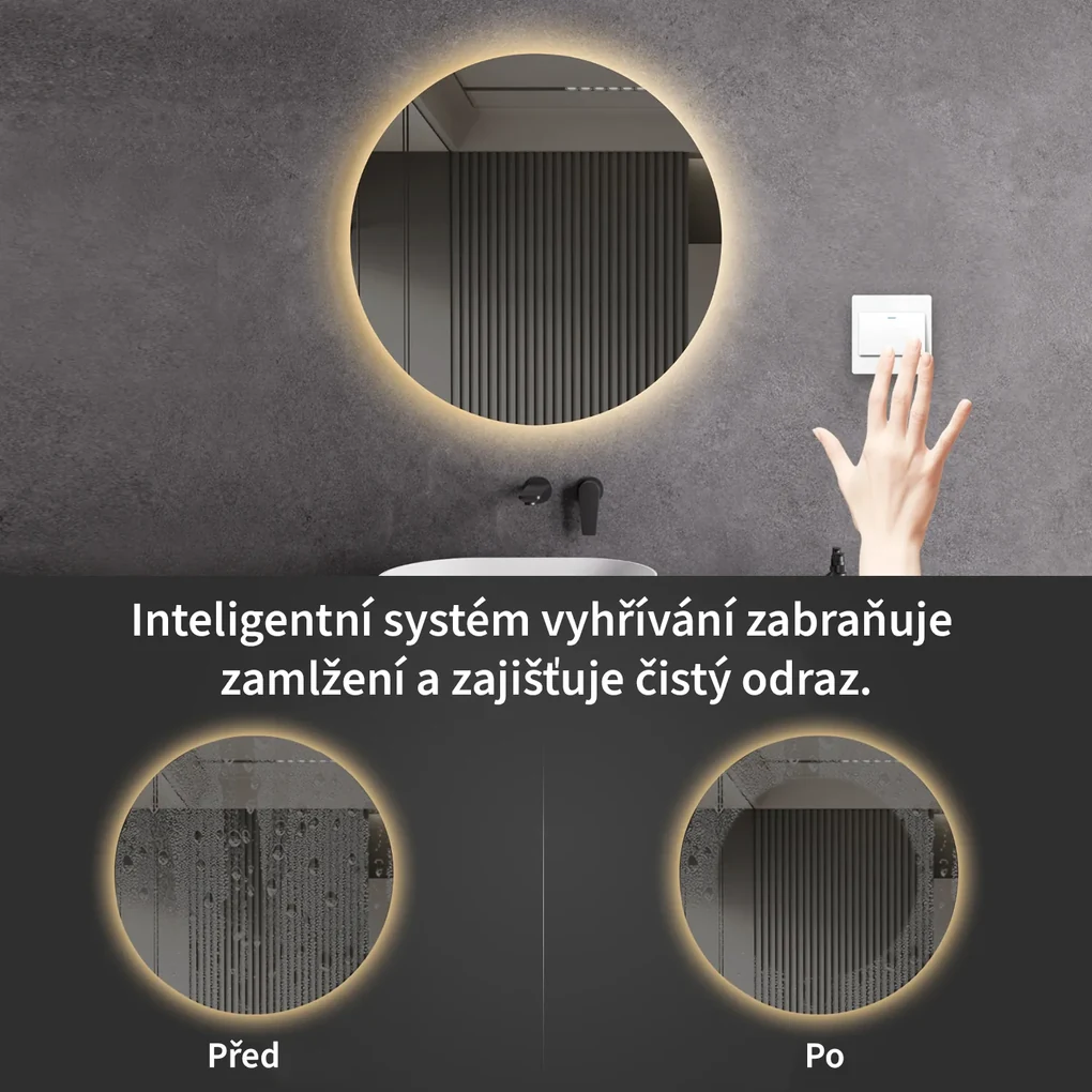 Cerano Nome, LED kúpeľňové zrkadlo Ø 80 cm, CER-CER-476726