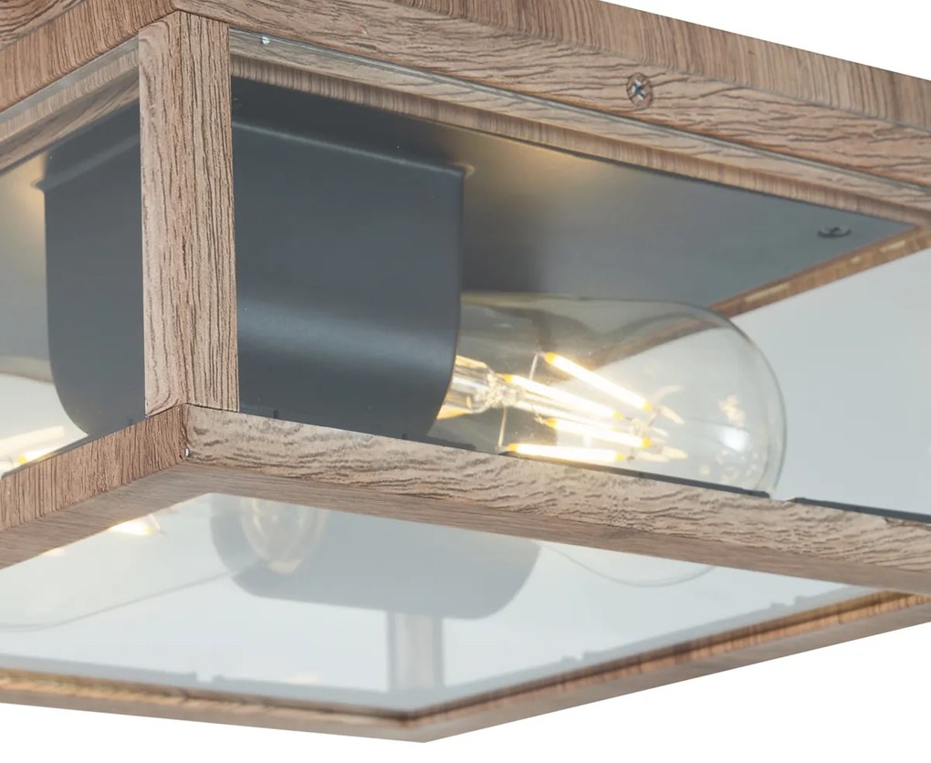 Priemyselné stropné svietidlo s drevenou potlačou IP44 2-Lights - Charlois