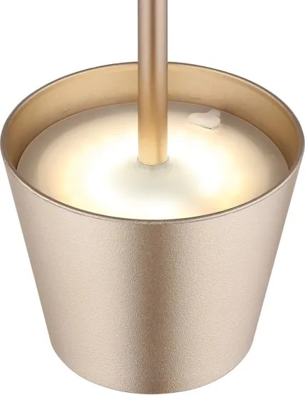 Globo 58488CH-LED Dotyková stmievateľná nabíjacia vonkajšia stolná lampa VANNIE 3W/5V IP54 1800mAh mosadz
