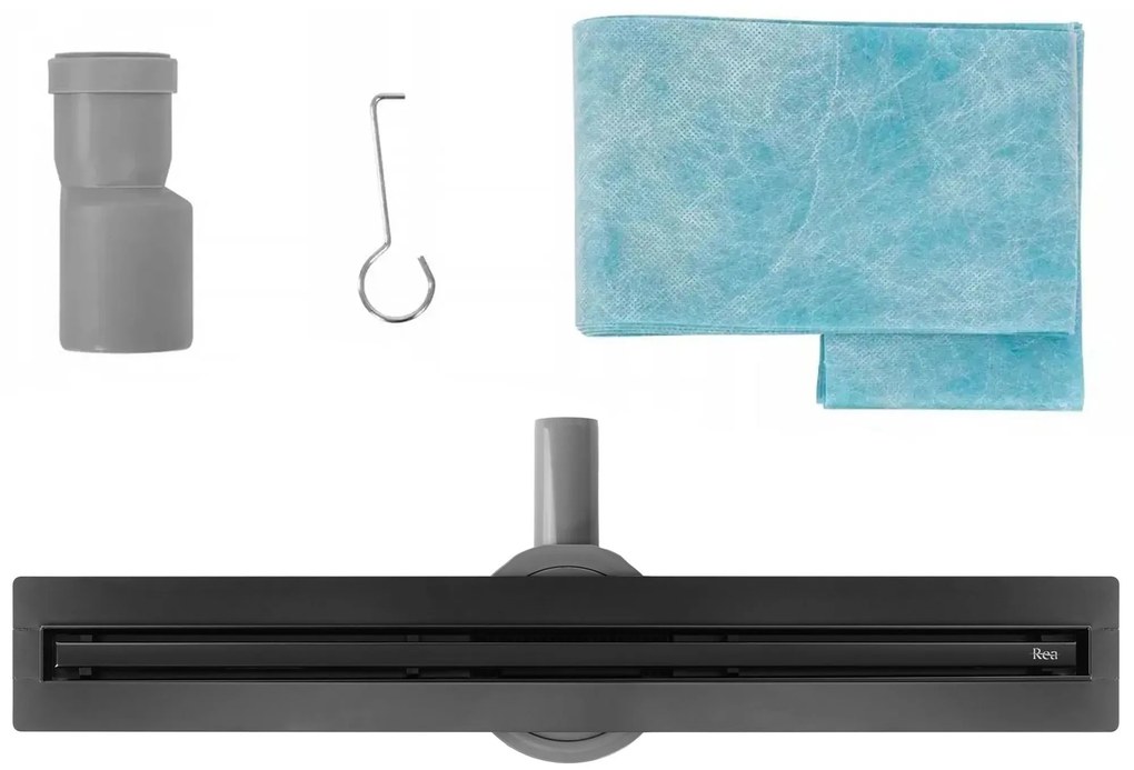 Rea Neox Slim Pro, sprchový odtokový žľab 60cm, čierna matná, REA-G2700