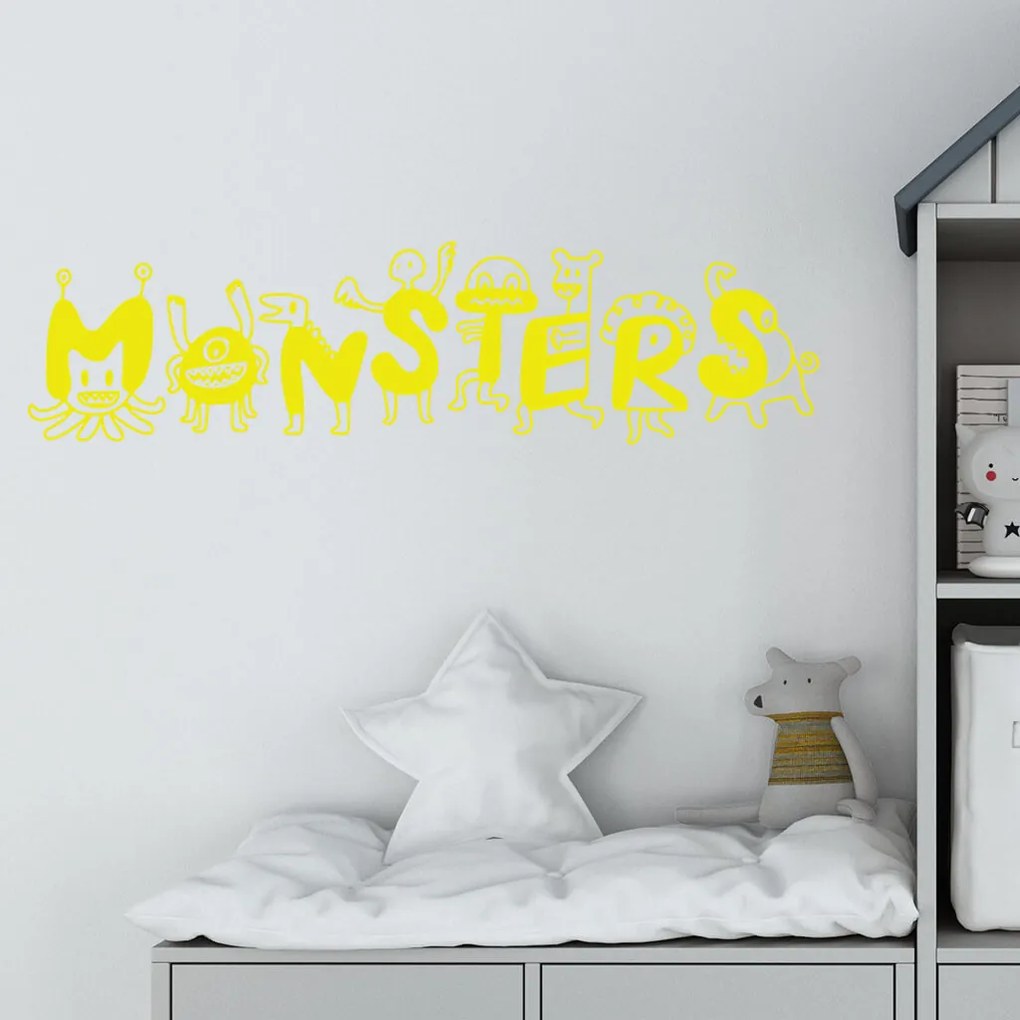 Veselá Stena Samolepka Monsters Farba: bílá, Veľkosť: 80 x 23 cm