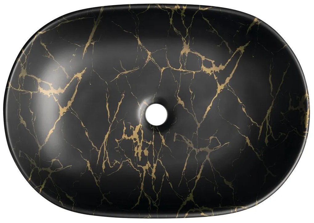 Sapho Sapho, CALEO keramické umývadlo na dosku, 60x42cm, mramor portoro, CA590PT