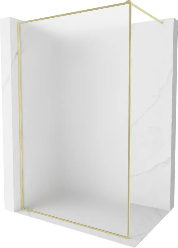 Mexen Kioto-F, sprchová zástena s rámom 140 x 202 cm, 8 mm sklo námraza, zlatý matný profil, 800-140-104-55-30