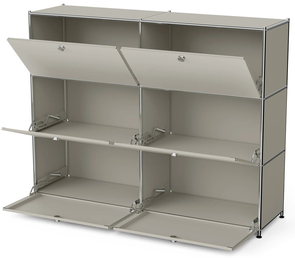 Kovová komoda »CN3« so 6 výklopnými priečinkami, svetlosivá