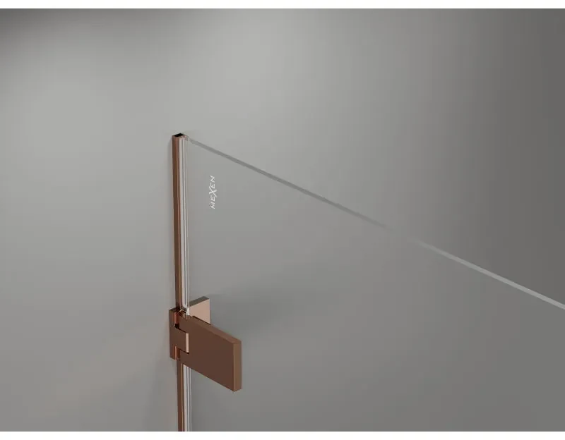 Mexen Lunar-F Duo, skladací sprchový kút 95 x 75 cm, 6mm číre sklo, profil ružové zlato, 836-095L-075P-60-00