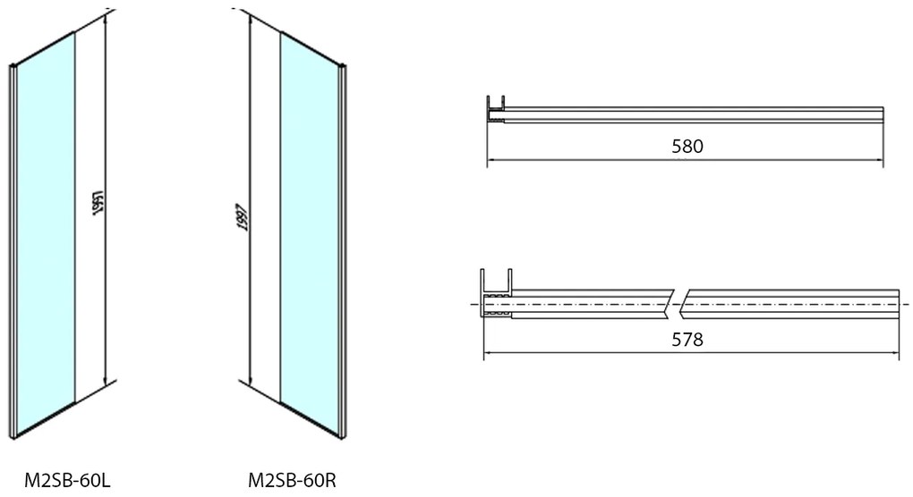 Polysan, MODULAR SHOWER prídavný panel na inštaláciu na stenu modulu 2, 600 mm, ľavý, MS2B-60L