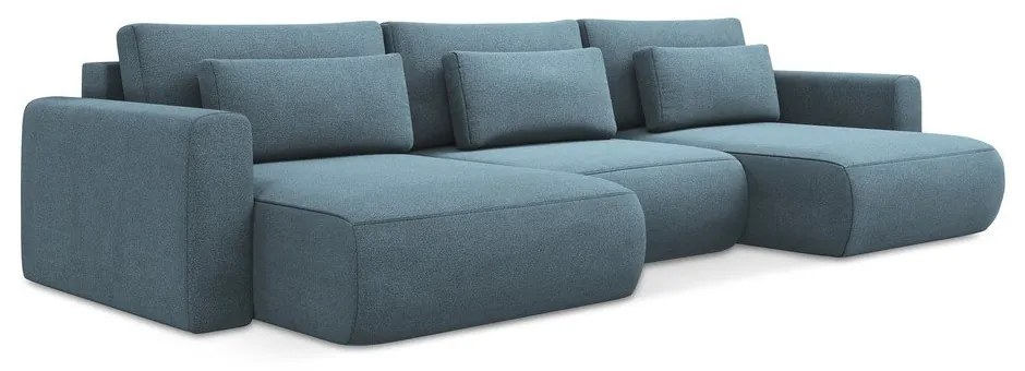 Svetlomodrá rozkladacia/s úložným priestorom rohová pohovka (do tvaru "U") Kapua – Makamii