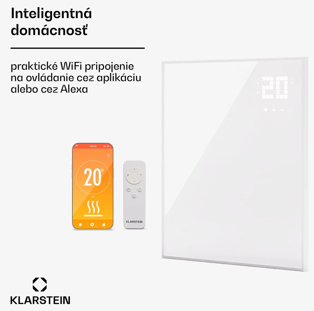 Klarstein Wonderwall Smart Bornholm, Infračervený ohrievač, 70x60cm, App, 360W