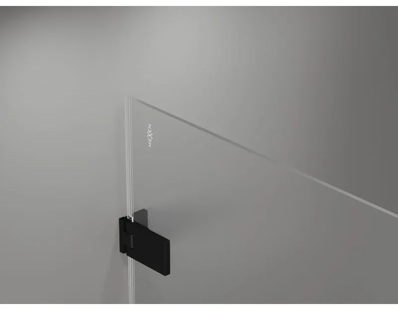 Mexen Lunar-F, sklápací sprchový kút ľavý 95 x 90 cm, 8mm číre sklo, čierny profil, 836-095-090-70-00-L