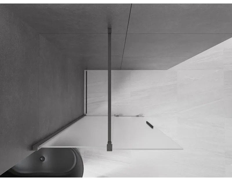 Mexen Velar, sprchová zástena s posuvnými dverami Walk-in 90 x 200 cm, 8mm sklo námraza, grafit brúsený, 871-090-000-33-66
