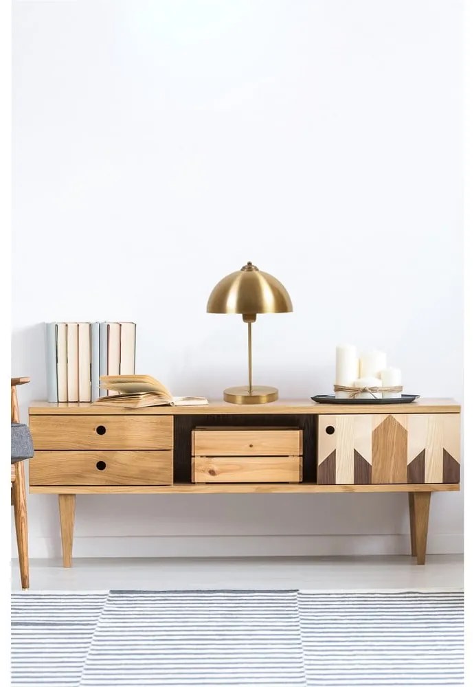 Stolová lampa v zlatej farbe s kovovým tienidlom (výška 40 cm) Lungo – Opviq lights