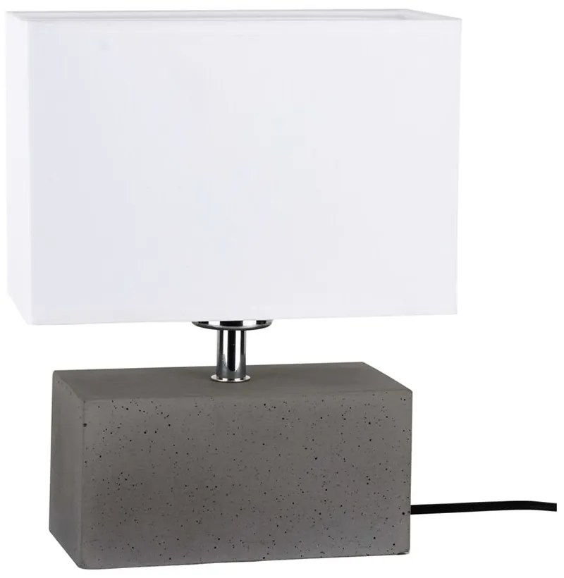 Spot-Light Stolová lampa STRONG DOUBLE, 1xMax.25W, biele textilné tienidlo, betón