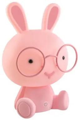 8595 DR Nočná lampička králik s okuliarmi 30,5cm Ružová