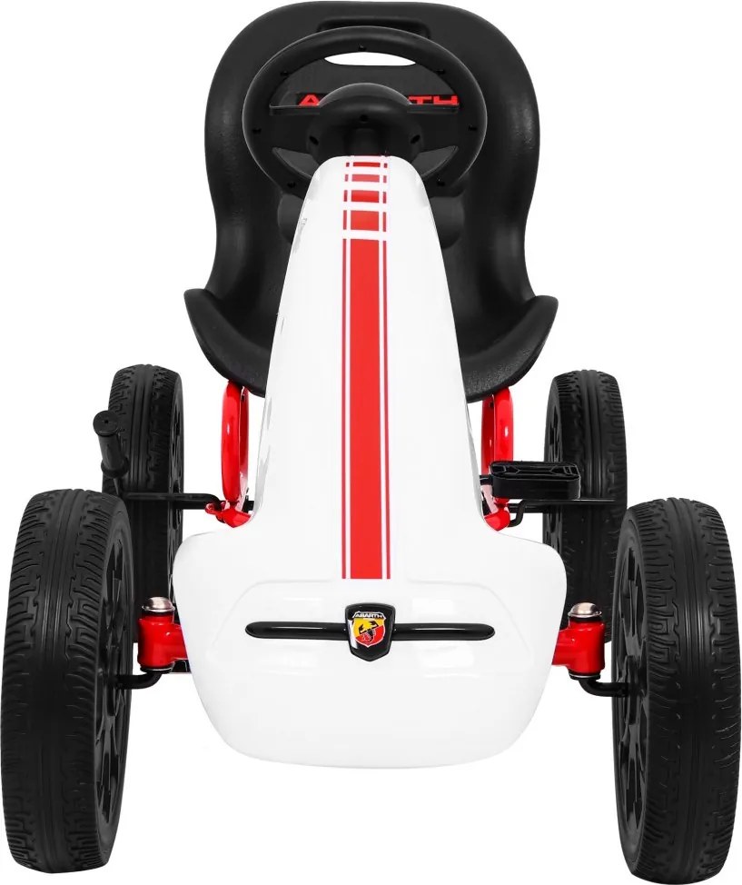 Ramiz Pedálová motokára ABARTH pre deti biela + EVA kolesá + ručná brzda + voľnobeh