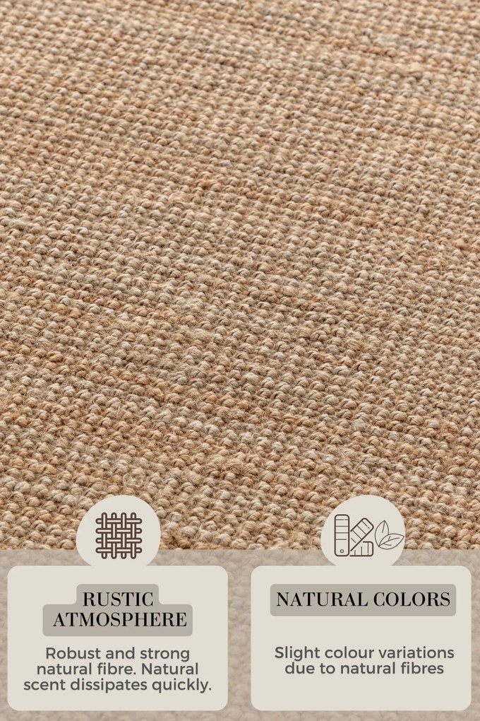 Hanse Home, Kusový koberec Bouclé Jute 105974 Natural Golden, 60x90, béžová, chodba / predsieň