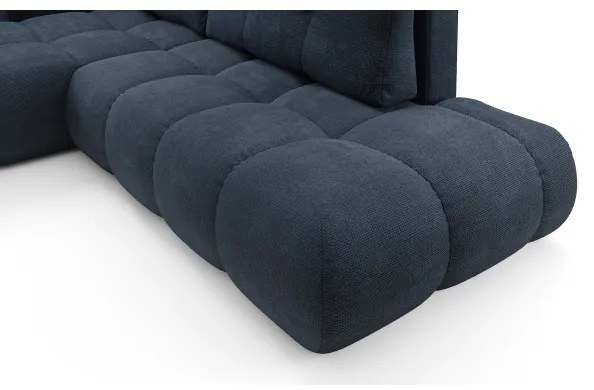 Raztegljiva kotna oblazinjena sedežna garnitura z odlagalnim prostorom v obliki črke L ALMADA, leva, modra