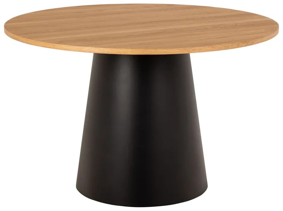 Čierno-prírodný okrúhly jedálenský stôl s doskou v dubovom dekore ø 120 cm Soli – Actona