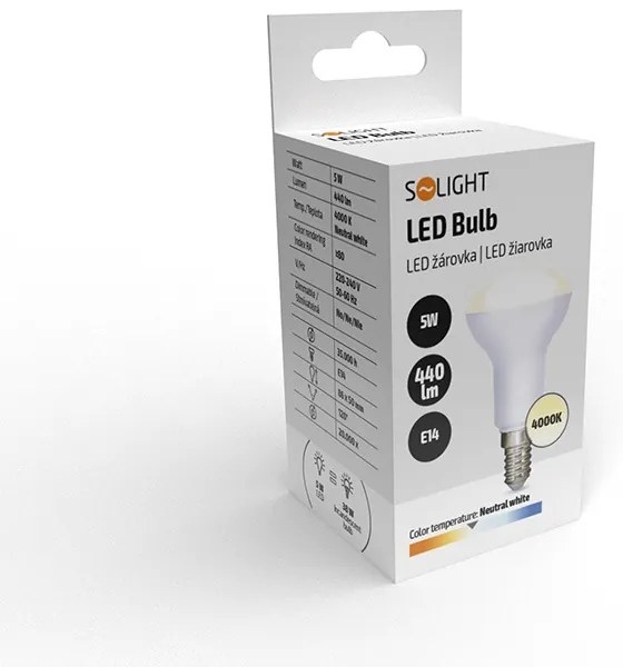 SOLIGHT SMD LED reflektorová žiarovka R50 5W E14 4000K 440lm