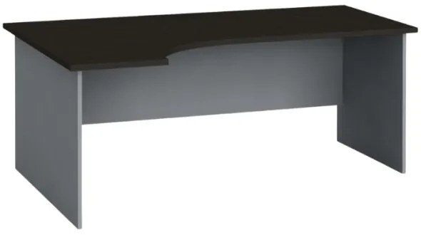 Ergonomický kancelársky pracovný stôl PRIMO FLEXI 180x120 cm, sivá / wenge, ľavý