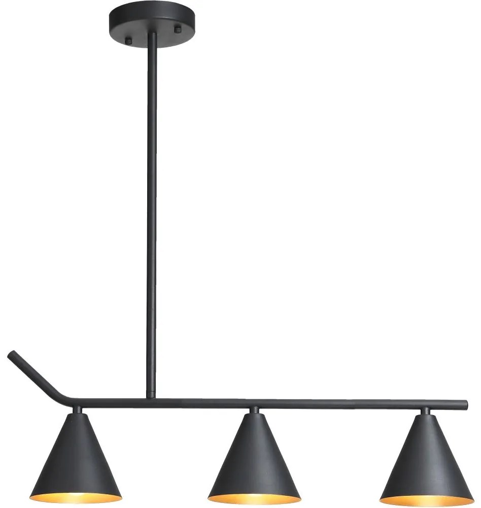 Luster na tyči 3xE27/40W/230V čierna