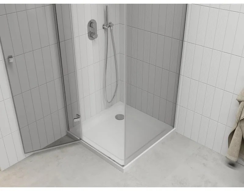 Mexen Roma, sprchovací kút 70 (dvere) x 80 (stena) cm, 6mm číre sklo, chrómový profil + slim sprchová vanička 5cm, 854-070-080-01-00-4010