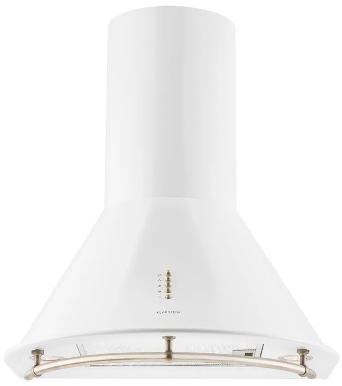 Klarstein Lumio Primo, digestor, 60 cm, komínový, 490 m³/h, retro dizajn, nehrdzavejúca oceľ, biely