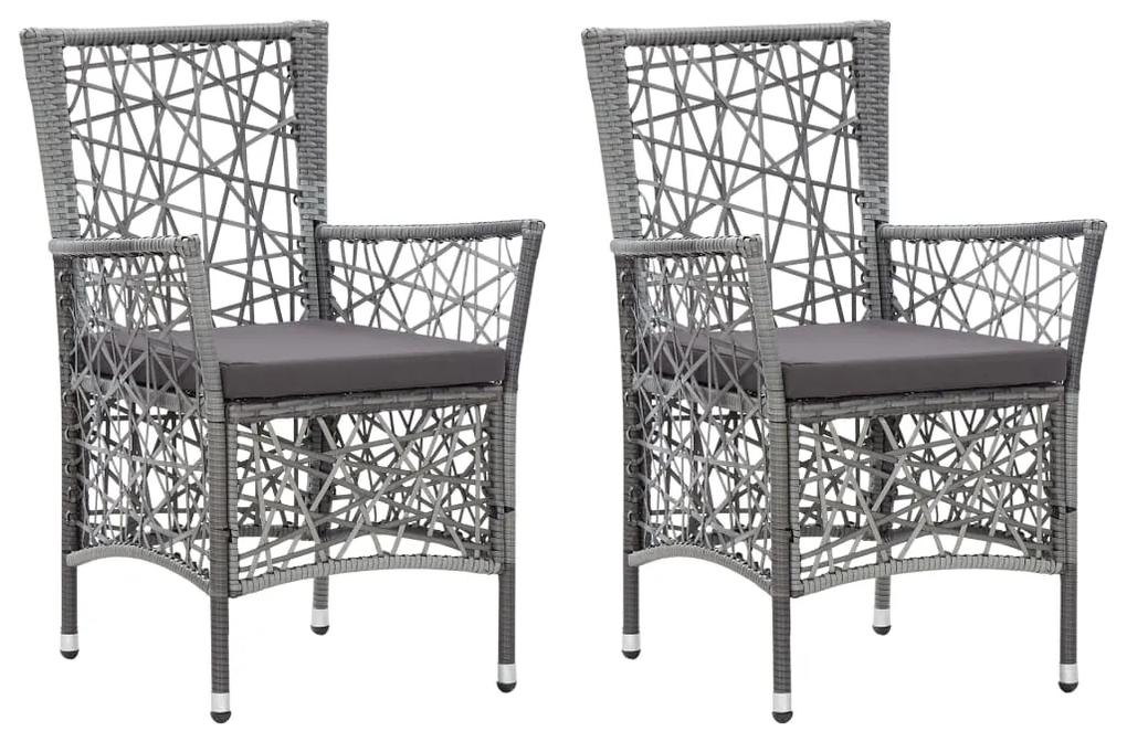 Vonkajšie stoličky 2 ks s podložkami, polyratan, sivé