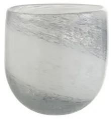 Bielo šedý pruhovaný sklenený svietnik Denim S - 10,5 * 10,5 * 10 cm