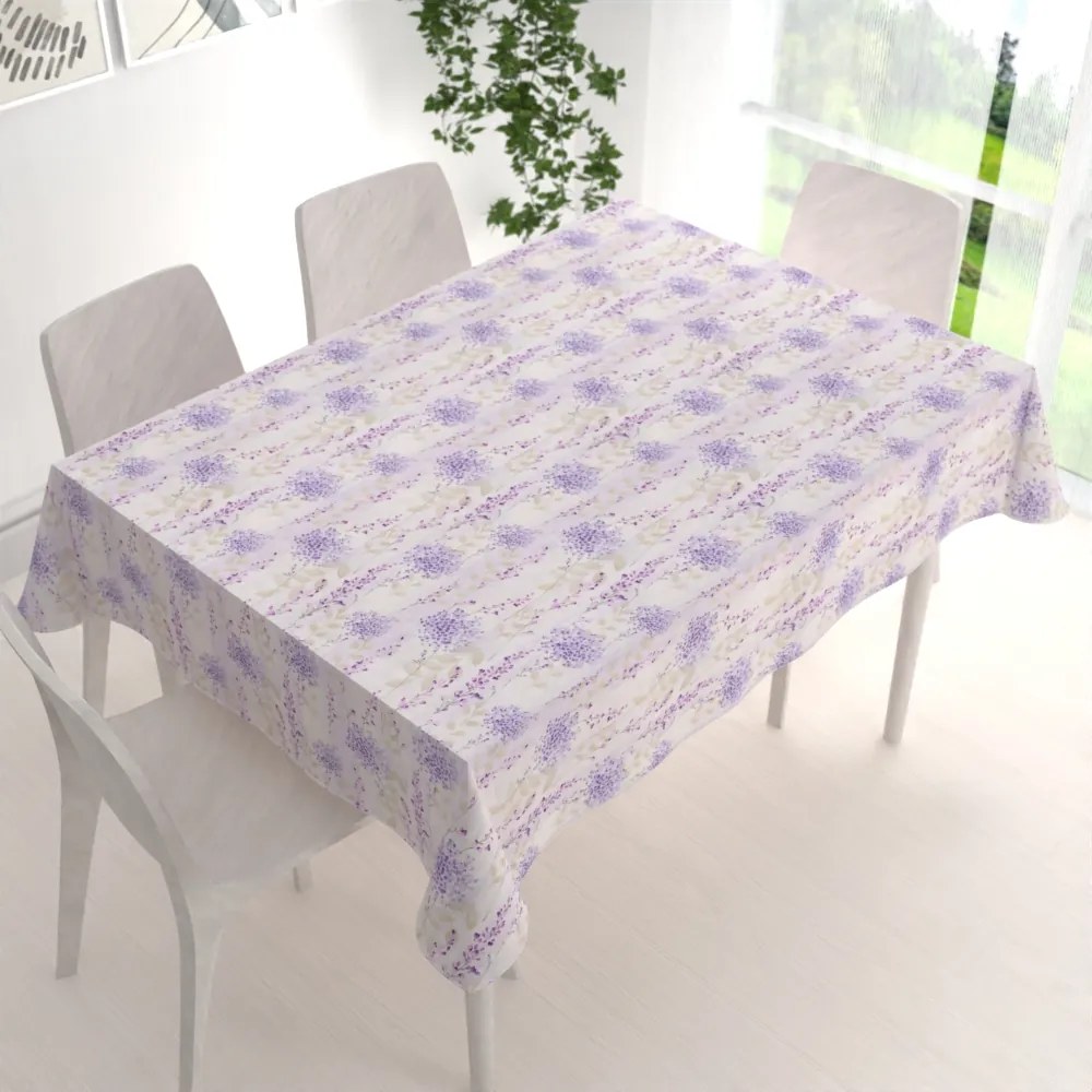 Biante Dekoračný obdĺžnikový obrus PML-069 Fialové kvety na bielom 80x120 cm
