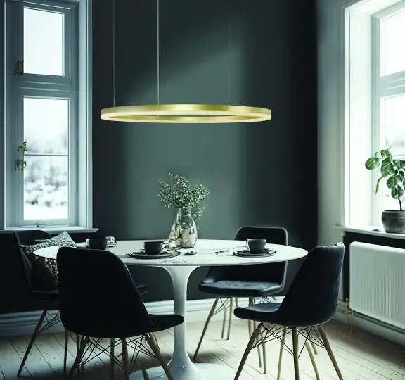 Moderný luster Halo 120 CCT zlatá s diaľkovým ovládaním