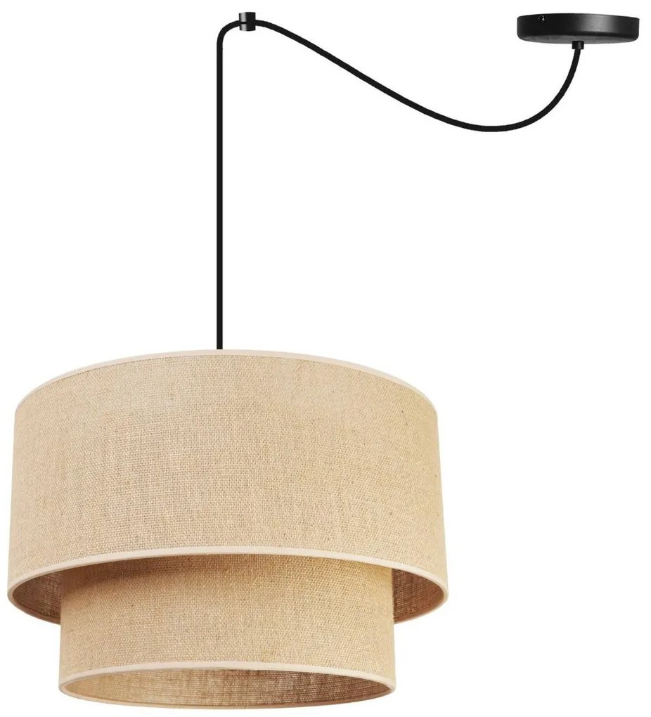 Závesné svietidlo Juta Spider, 1x jutové tienidlo, (výber z 2 farieb konštrukcie), (fi 40cm), t