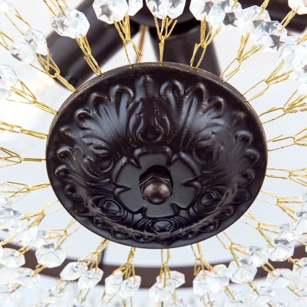 Orion DL 7-542/6-Krišt. luster na tyči ARILA 6xE27/60W/230V pr.60 cm hnedá/patina