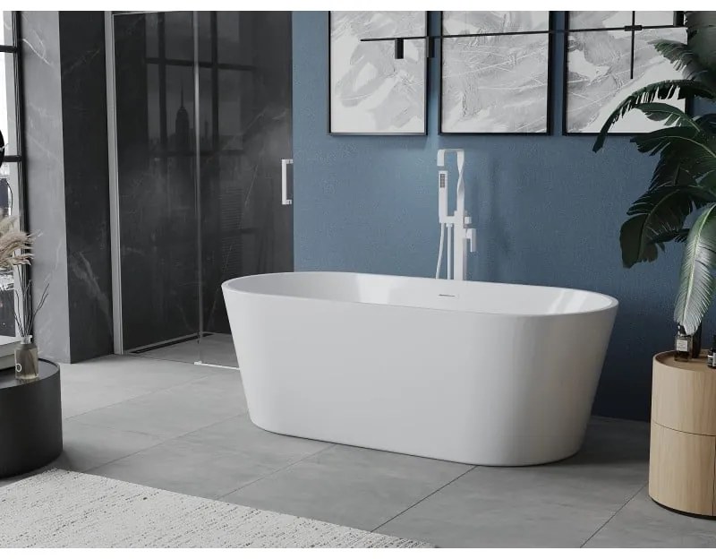 Mexen Luna, voľne stojaca vaňa 160 x 75 cm, biela, biely prepad, 52031607500-20