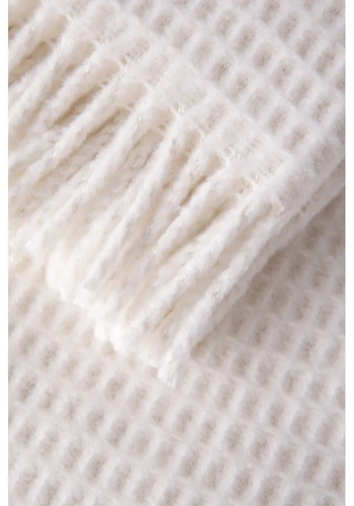 Krémovobiely pléd s vafľovým vzorom Euromant Waffel, 140 x 180 cm
