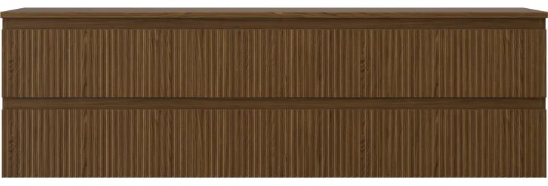 Mexen Rivel, kúpeľňová skrinka 160 cm s hornou časťou, 2 zásuvky, drážkovaná, orech, 91A20-16047-2-BFFC86